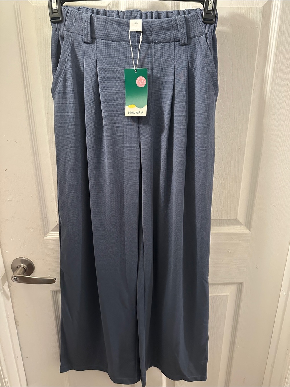 HALARA Pleated Wide-Leg Pants in grayish-blue